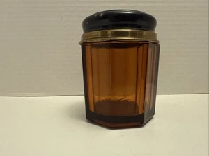 Vintage Bernstein dickes Glas 4" hoch Tabak Humidor Glas gravierter Deckel! - Bild 1 von 11