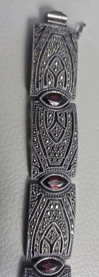 Pulsera Judith Jack JJ de plata de ley granate marcasita Foto 1 de 4