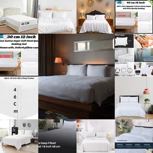 800TC Egyptian Cotton Fitted Sheet Extra Deep 40cm Bed Sheet Single Double King - Picture 1 of 22