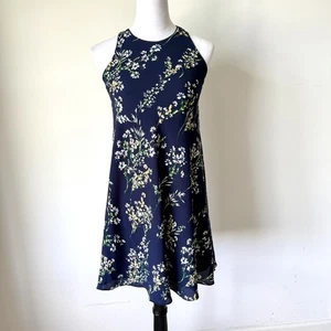 LAUREN RALPH LAUREN Petite Navy Sleeveless Floral Neckholder Swing Dress—Sz. 2P - Bild 1 von 16