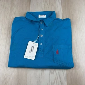 Johnnie-O Herren Polo Größe L Large Blau Solid Print West Coast Prep - Bild 1 von 14