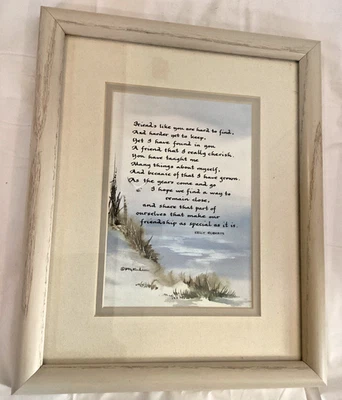 "Poema caligrafía amigos enmarcado mate 11x 9"" firmado por la artista Katy Fischer" Foto 1 de 4