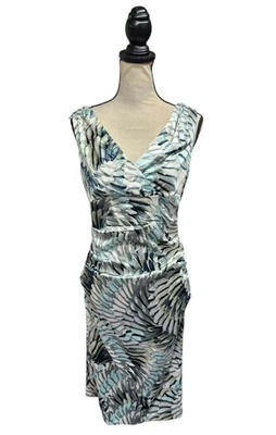 Vestido London Times Wiggle 10 Botín Acanalado Retro Evento Glamour Cuello en V Imitación Envoltura Foto 1 de 4