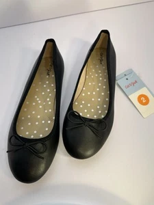 Cat and Jack Shoes Size 2 Kids Girls Ballet Flat Black  No Skid- Free Shipping - Picture 1 of 3