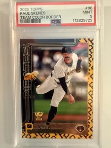2025 TOPPS TEAM COLOR BORDER #98 PAUL SKENES PSA 9 PIRATES - Picture 1 of 2
