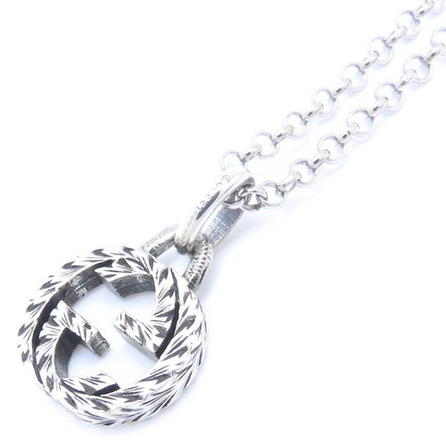 Collana GUCCI 455535 con ciondolo G ad incastro in argento 925 293900