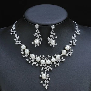 Swarovski Crystal Bridal Necklace Earring Set - Picture 1 of 2
