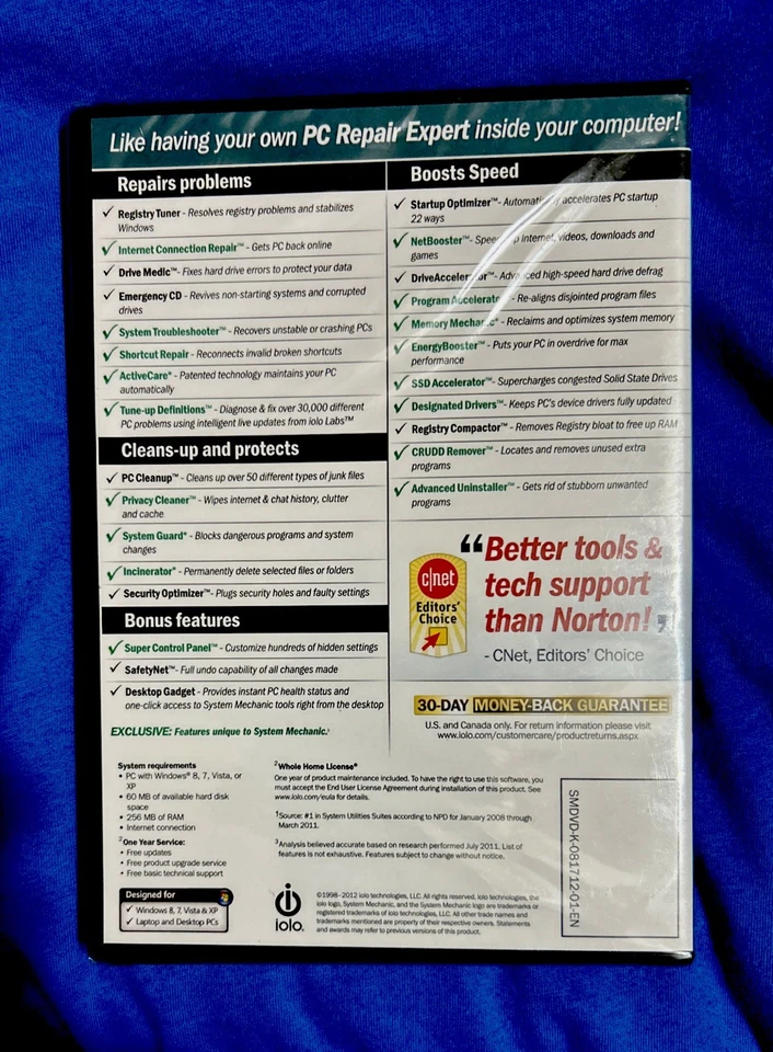 iolo System Mechanic - SEALED - Fixes Errors, Crashes  - Windows 7, 8 Vista XP - Image 1 of 2