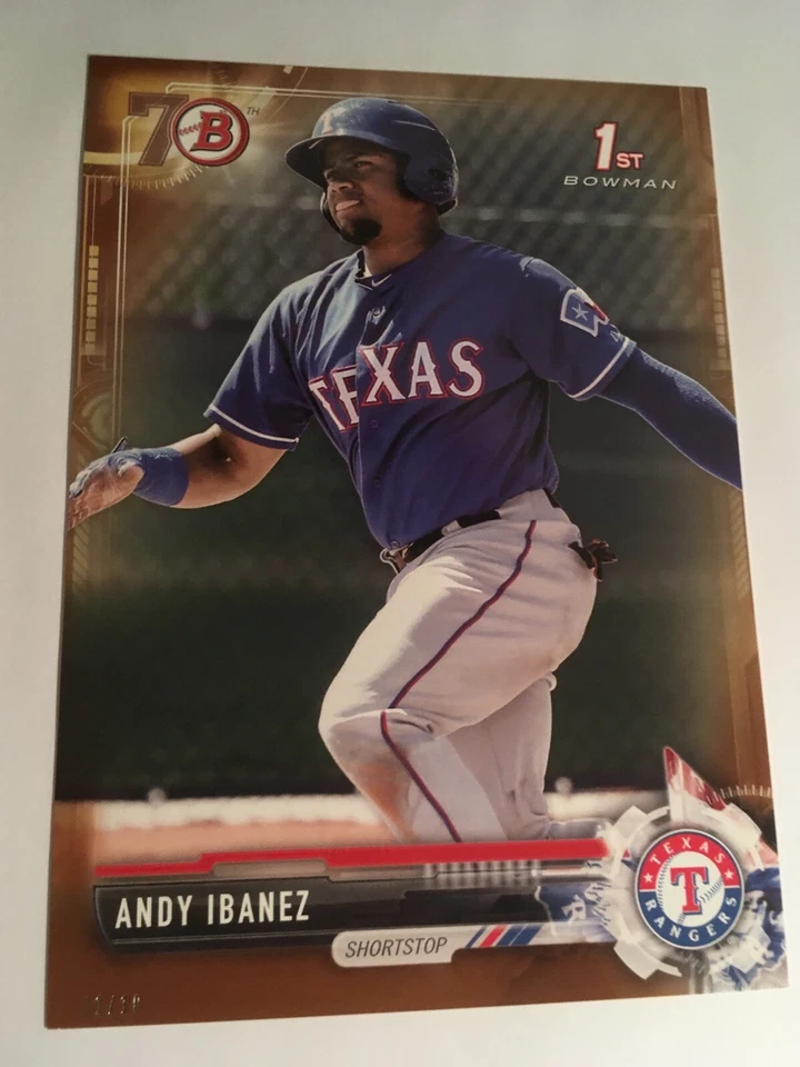 2017 Bowman Paper Prospects Jumbo 5x7 Andy Ibanez Rangers BP36 #'d 05/10 Gold - Image 1 of 1