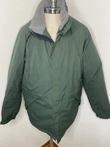 LL Bean Mens Coat Sz L Tall Parka Green zip Snaps Anorak Puffy Jacket - Picture 1 of 8