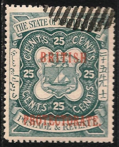North Borneo #115 VF USED CTO - 1901 25c Coat of Arms - Ovp't Cover