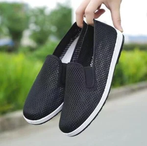 New Men's Casual Comfort Cloth Shoes Summer Mesh breathable Flats Shoes Gift - Picture 1 of 14