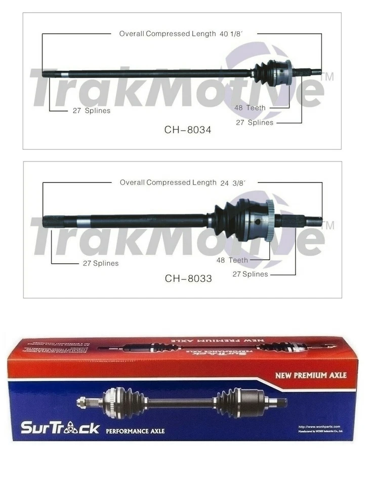 Juego de 2 ejes delanteros CV SurTrack para Jeep Grand Cherokee AWD/4x4 Selec-Tra Foto 1 de 1