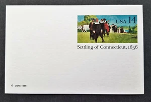US 1986 Scott # UX109 Settling Connecticut 1636 - 14¢ postal card MNH Postcard - Picture 1 of 1