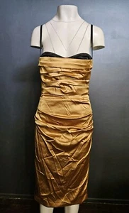 đŸ’¥STUNNING MANDALAY Y2K Evening COCKTAIL DRESS BEADED Embellished GOLD 10 - Picture 1 of 18
