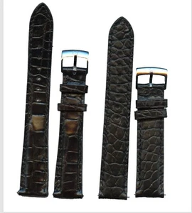 Black Genuine Alligator Watch Strap 16mm, 17mm, 18mm, 19mm & Steel Omega Buckle - Picture 1 of 5