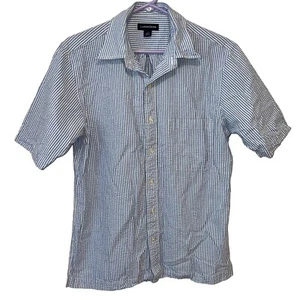 Lands End Mens Striped Short Sleeve Button-Down Shirt S - Picture 1 of 5