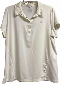 Champion Golf Shirt Women’s XL Ivory Short Sleeve Snap Front Performance Polo - Picture 1 of 5