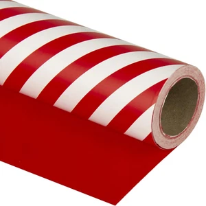 Reversible Wrapping Paper - Red and Stripes Design for Birthday, Holiday, Wed... - Picture 1 of 1