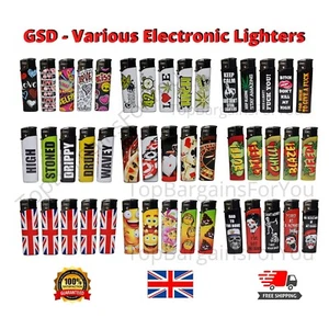 5 Pack GSD Electronic Lighters Gas Refillable Full Set Rare Designs Multi Pack - Picture 1 of 134