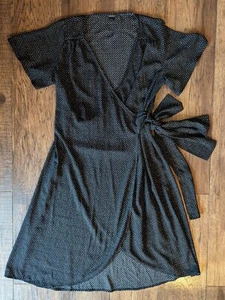 HALOGEN NORDSTROM Pink Black & White Polka Dot Print Wrap Dress - XS Petite - Picture 1 of 15
