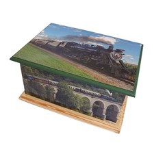 Steam Railway MDF Wood Casket Cremation Urn Adult Urn for Ashes Large Urn Train