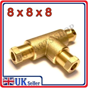 CONECTOR DE MONTAJE DE COMPRESIÓN T-PIECE 8X8X8 TEE GAS COBRE TUBO ACOPLAMIENTO - Imagen 1 de 3