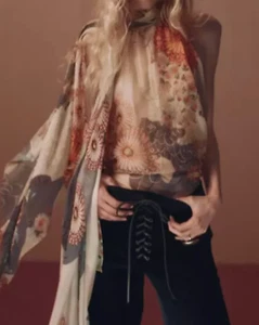 Kate Moss x Zara Floral Silk Scarf & Top Size M 9637/664 Bloggers Fave - Picture 1 of 13