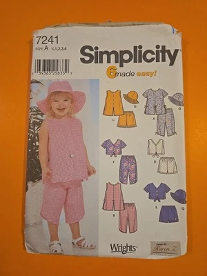 SIMPLICITY PATTERN 7241 TODDLERS' TOPS, CAPRI PANTS, SHORTS & HAT / KAREN Z - Image 1 of 4