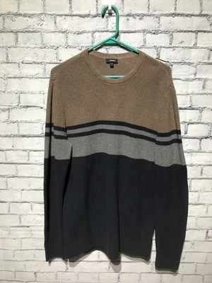 Express, Men's M, 100% Cotton, Brown/Gray/Blue Long Sleeve Knit Pullover Sweater - Image 1 of 4