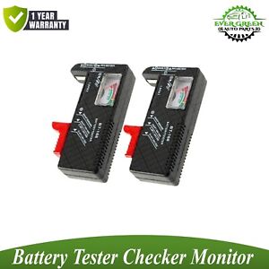 2 Pack Battery Tester Checker Monitor For AAA AA C D 9V & Small Batteries