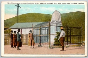 Tijuana Mexiko 20er Jahre Postkarte Denkmal auf internationaler Linie bei San Diego - Bild 1 von 2