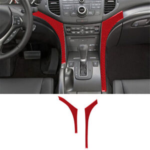 2Pcs Red Carbon Fiber Central Console Side Cover Trim For Acura TSX 2009-2014