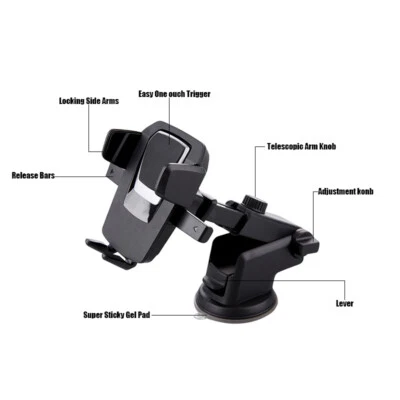 360° Mount Holder Car Windshield Stand Mobile Cell Phone GPS iPhone Samsung - Image 1 of 4