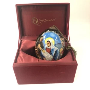 NE 'QWA KUNST GLAS ORNAMENT Krippe VON Künstler Stewart Sherwood - Bild 1 von 12