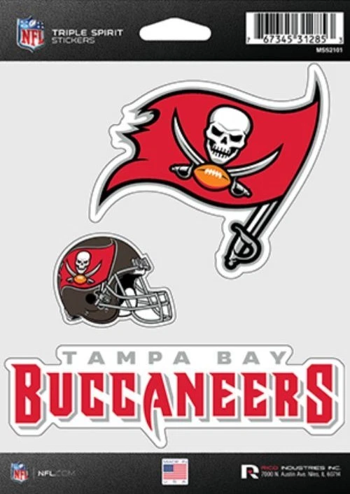 Tampa Bay Buccaneers Triple Spirit 3 calcomanías vaso automático computadora portátil cortado a medida Foto 1 de 1