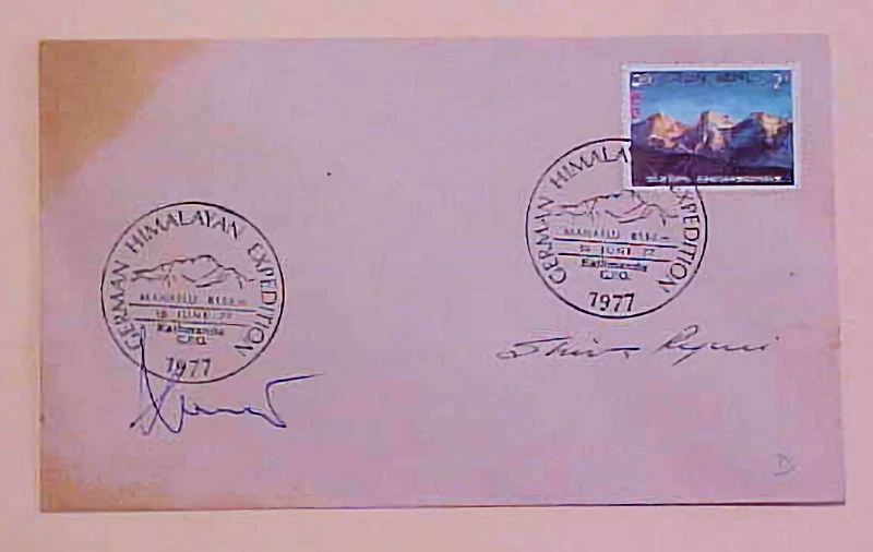 NEPAL 2 AUTÓGRAFO ESCALADOR DE MONTAÑA MANASLU 1977 EXPEDICIÓN ALEMANA HIMALAYA Foto 1 de 1