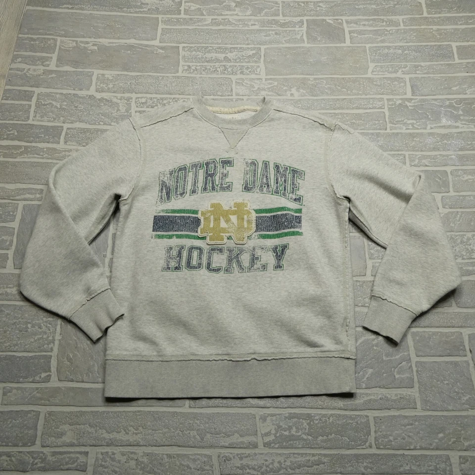 Sudadera de hockey Notre Dame talla mediana Adidas polar cuello redondo estilo vintage Foto 1 de 4