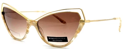 NEW BCBG MAXAZRIA BEGUILE GOLD BROWN CATS EYE MIRRORED AUTHENTIC SUNGLASSES 57MM - Image 1 of 4