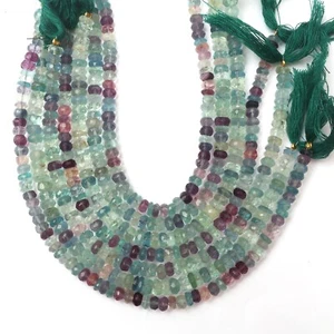 Natural Multi Green Fluorite Gemstone Beads 8 Inch Strand 5 MM Faceted Rondelle - Picture 1 of 5