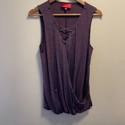 Jennifer Lopez Lace Up Front Crossed Blouse Light PurpleTank Top Women SizeM - Image 1 of 4