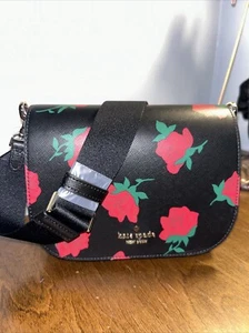 AUTHENTIC KATE SPADE MADISON ROSE PRINT SADDLE BAG. NEW $349.00 - Picture 1 of 16