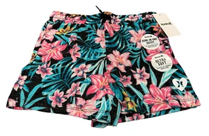 NEW Hurley Girls Hacci Hibiscus French Terry Shorts Size Medium M NWT FREE Ship - Picture 1 of 2