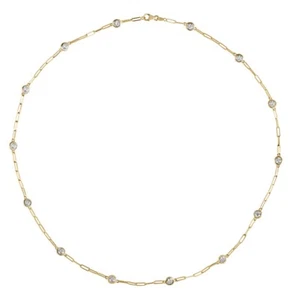 "Collana Clip Carta Diamante by the Yard 1,00 CT NUOVO STILE Oro Giallo 14K 18"" - Foto 1 di 1