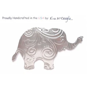 Elephant Christmas Ornament Handmade Double Sided Metal Recycled Aluminum Cans - Picture 1 of 3
