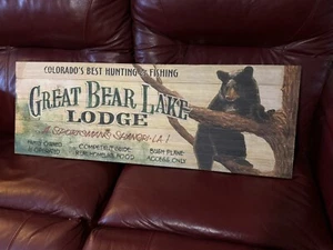 Custom Schild - Great Lake Fishing Lodge Colorado 14x36 - Redwood Sign Company - - Bild 1 von 2