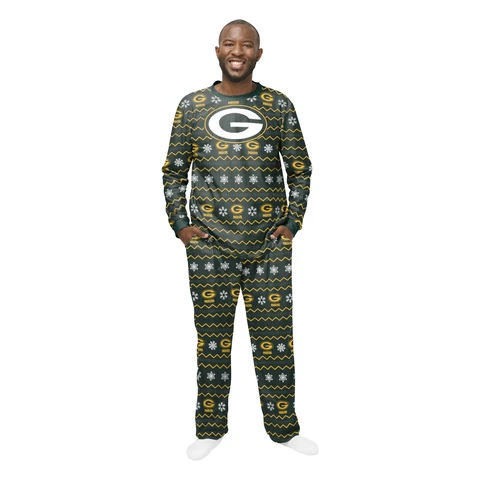 FOCO NFL Men's Green Bay Packers Primary Team Logo 2 Piece Ugly Pajama Set Cover