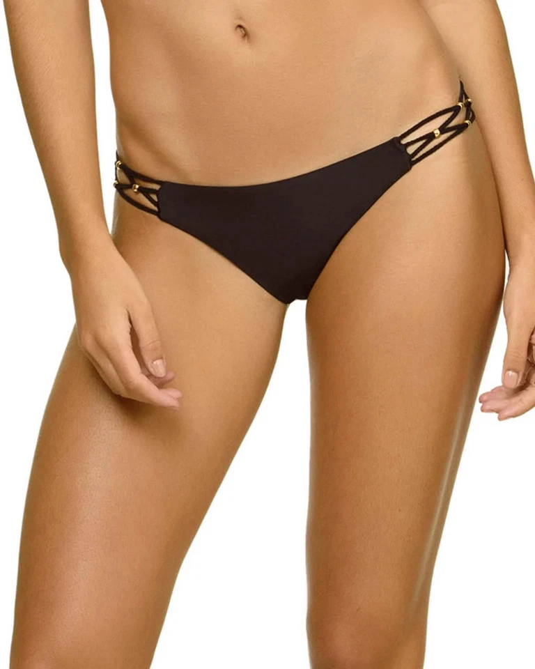 PILYQ WOMEN'S BLACK BRAIDED ZEN BRALETTE SWIMWEAR BIKINI TOP Sz L