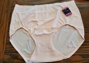NWT OLGA NO COMPROMISE LACE WAIST BRIEF PANTIES NYLON GS5873 PINK  M / 6 - Picture 1 of 2