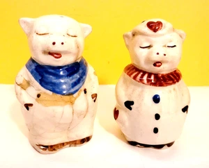 Mr. and Mrs. Pigs Salz & Pfefferstreuer Vintage Antik Neuheit Kostenloser Versand - Bild 1 von 4